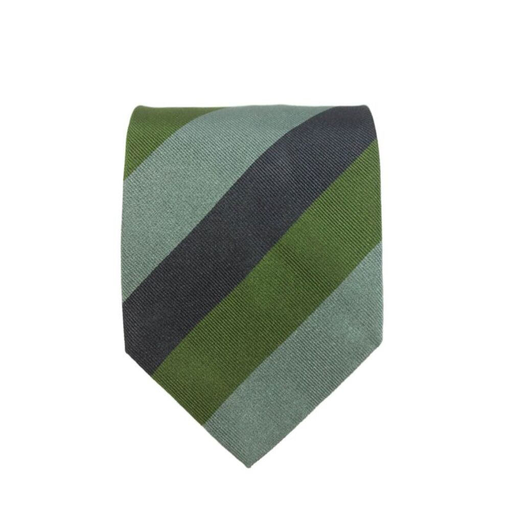 Hilton Mens Silk Striped Print Classic Tie Green